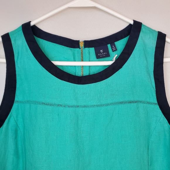 NWT Kaari Blue Linen Crocheted Hem Tank Top - Picture 4 of 11